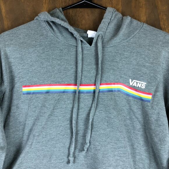 Vans Womens Sweater Gray Hooded Cropped Comfy Streetwear Y2K Small - Picture 2 of 11